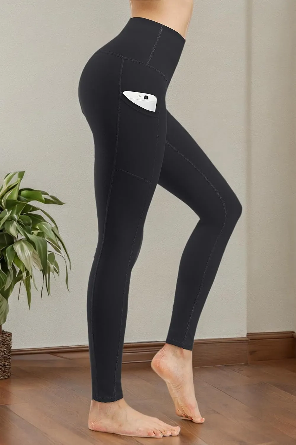 2 Pack High Waist Yoga Pants, Pocket Yoga Pants Tummy Control Workout Running 4 Way Stretch Yoga Leggings