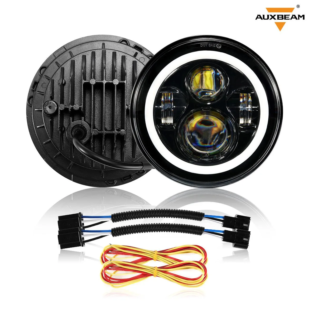 7'' LED Headlight Replacement with Halo Ring & LED Smoke Tail Light Brake Reverse Turn Signal Lamp for Jeep Wrangler JK