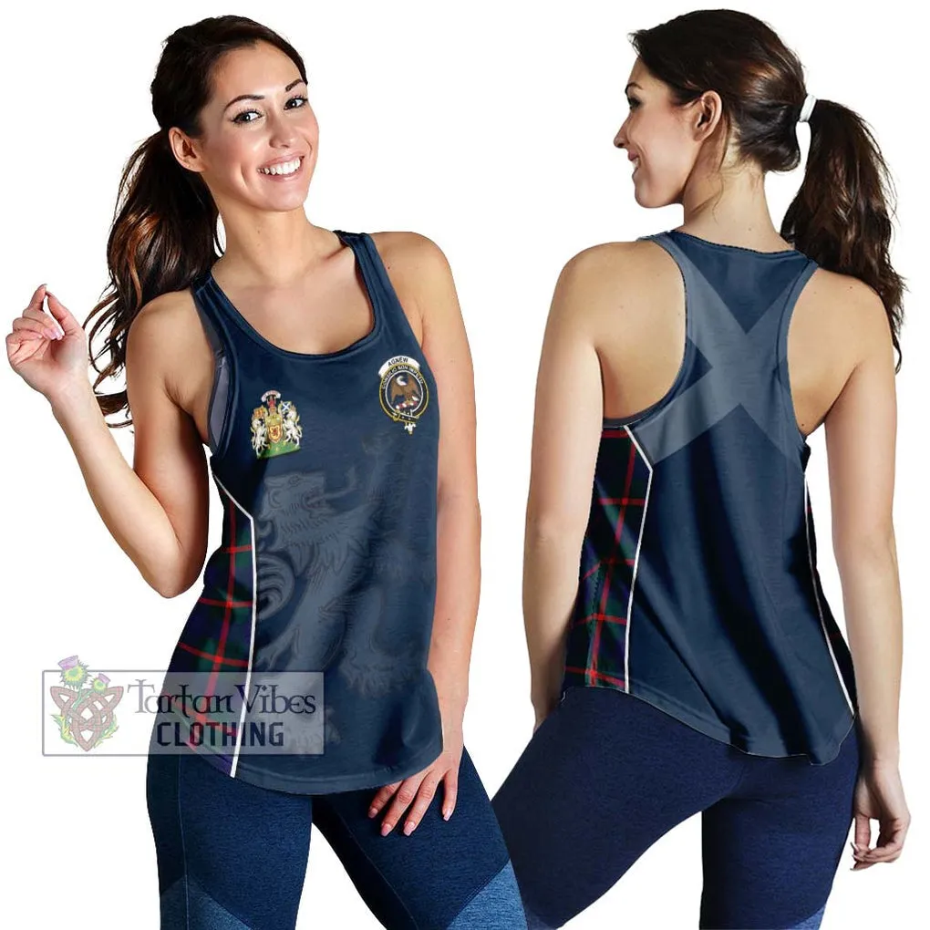 Agnew Tartan Women's Racerback Tanks with Family Crest and Lion Rampant Vibes Sport Style