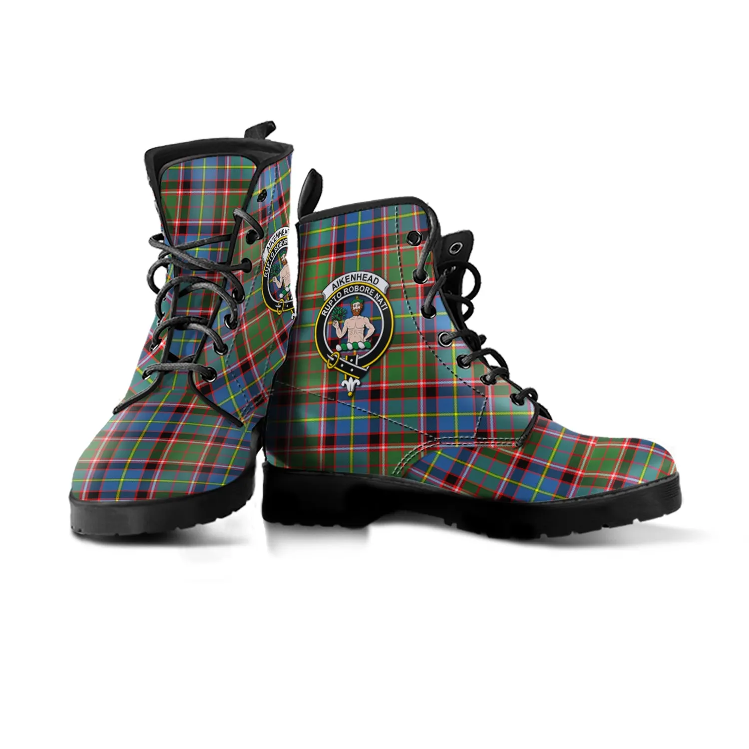 Aikenhead Tartan Leather Boots with Family Crest