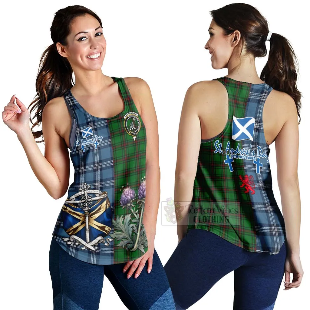 Anstruther Tartan Women's Racerback Tanks Happy St. Andrew's Day Half Tartan Style