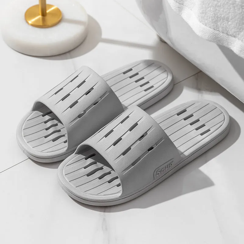 Anti-slip Striped Texture Hollow Design Slippers Women Floor Bathroom House Shoes Summer Indoor Home Slipper Couple