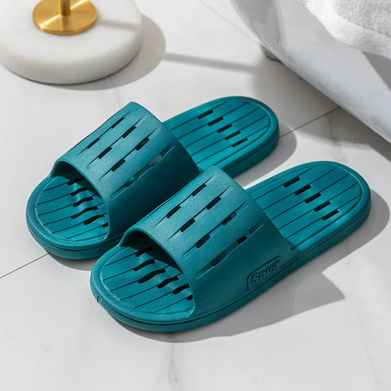 Anti-slip Striped Texture Hollow Design Slippers Women Floor Bathroom House Shoes Summer Indoor Home Slipper Couple