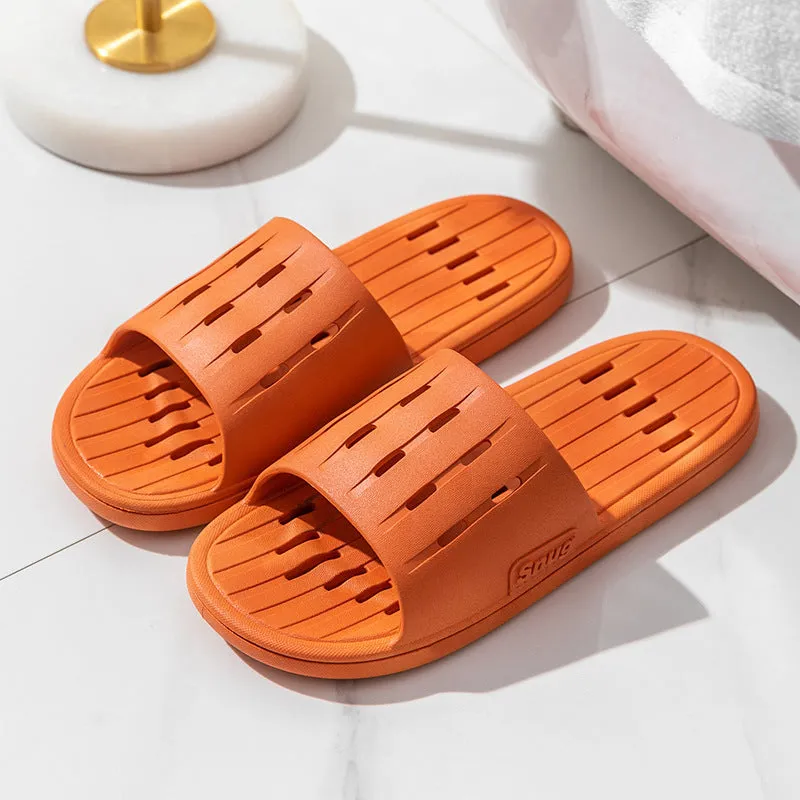 Anti-slip Striped Texture Hollow Design Slippers Women Floor Bathroom House Shoes Summer Indoor Home Slipper Couple