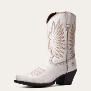 Ariat Distressed White Goldie Snip Toe Western Boots for Women