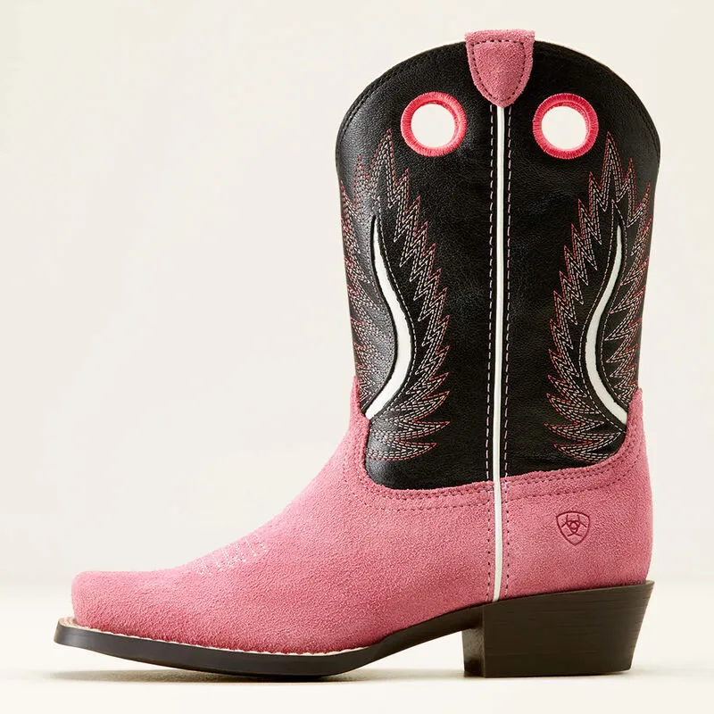 Ariat Kid's Futurity Fort Worth Western Boot in Haute Pink Suede/ Madison Avenue