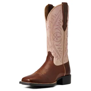 Ariat Wms Round Up Wide Square Toe Stretchfit Festival Brown / Champagne