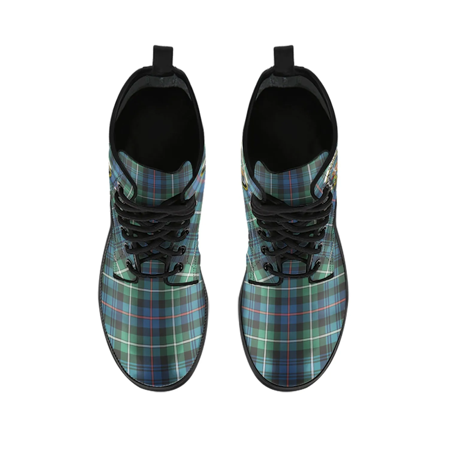 Baillie Ancient Tartan Leather Boots with Family Crest