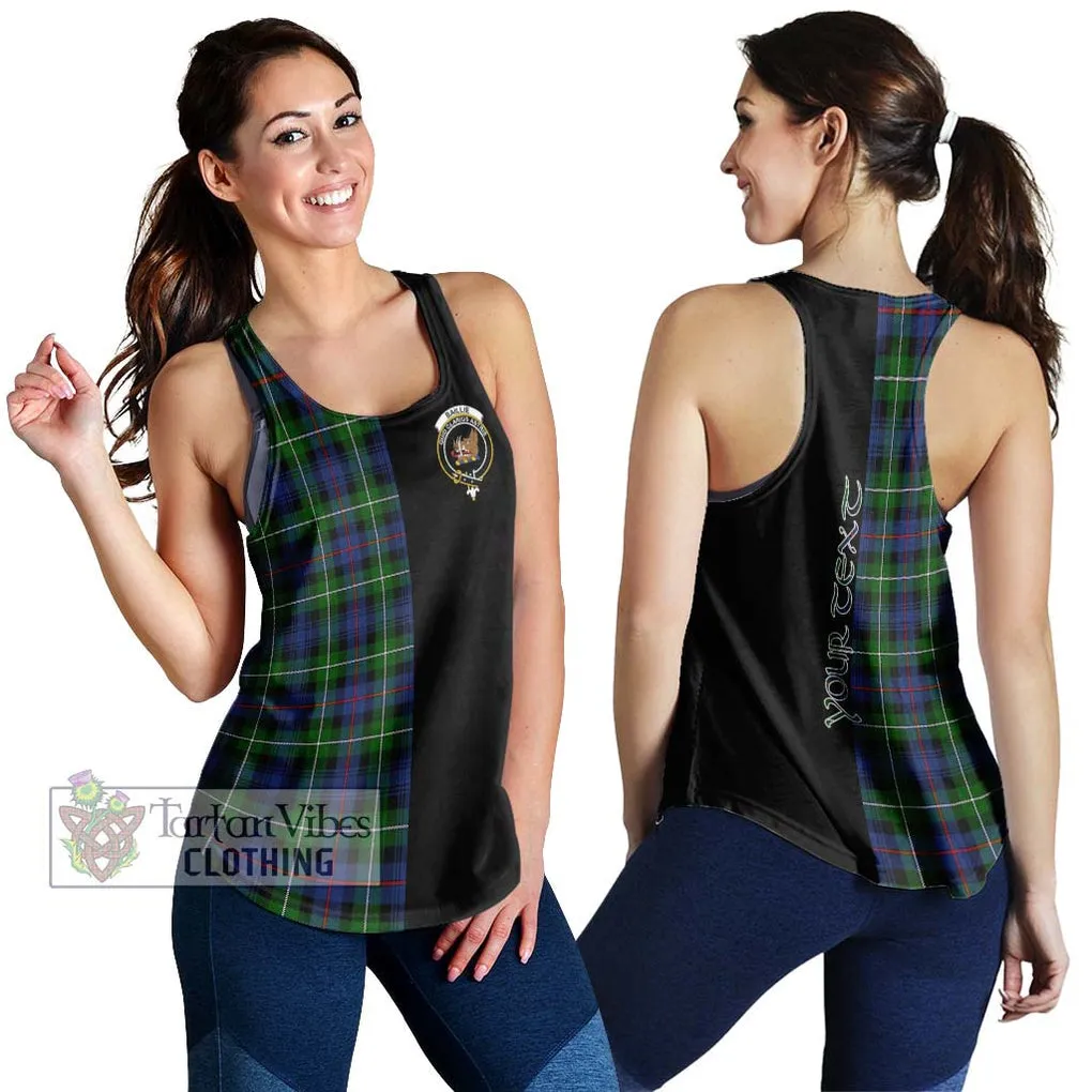 Baillie Tartan Women's Racerback Tanks with Family Crest and Half Of Me Style