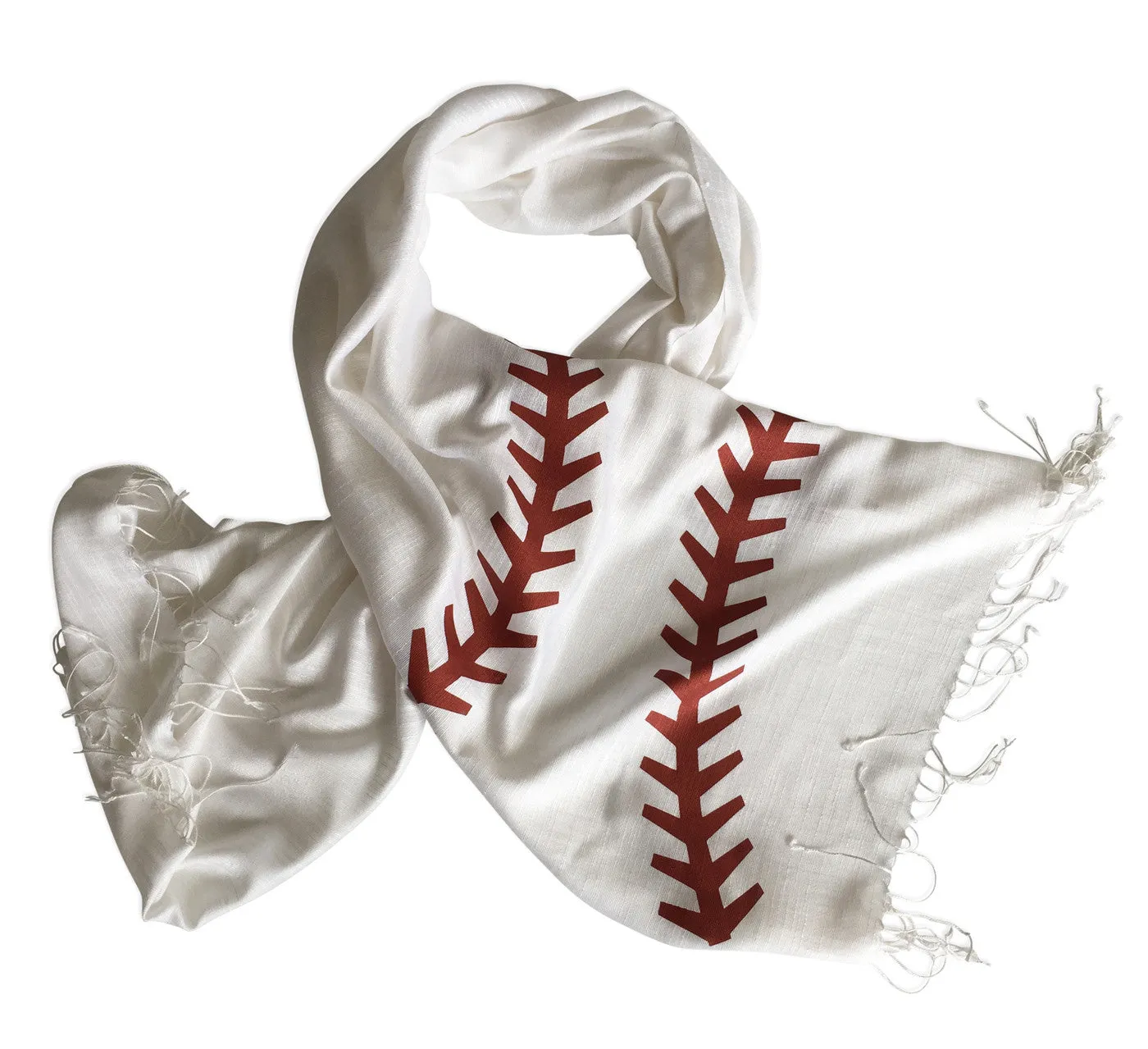 Baseball Stitching Scarf. Silkscreened Linen weave pashmina