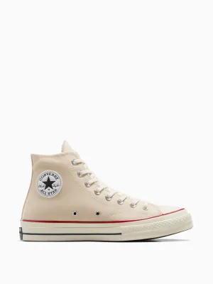 Beige canvas high-top sneakers