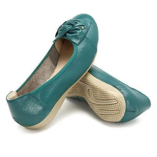 Big Size Bowknot Pure Color Slip On Flat Casual Shoes