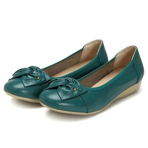 Big Size Bowknot Pure Color Slip On Flat Casual Shoes