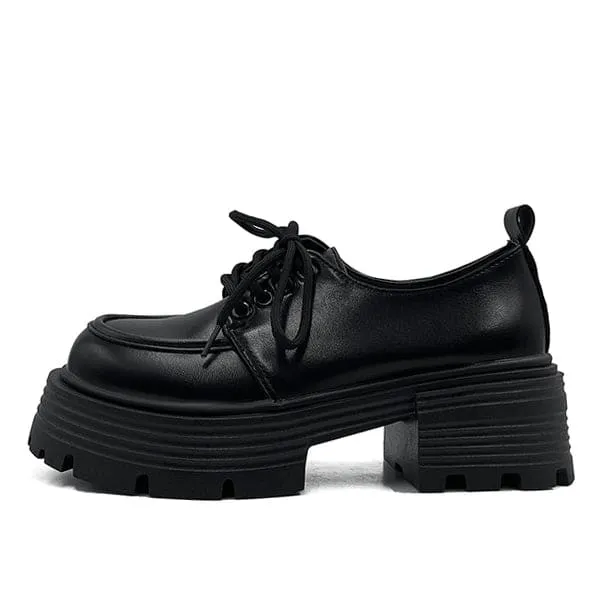 Black Platform Oxford Boots