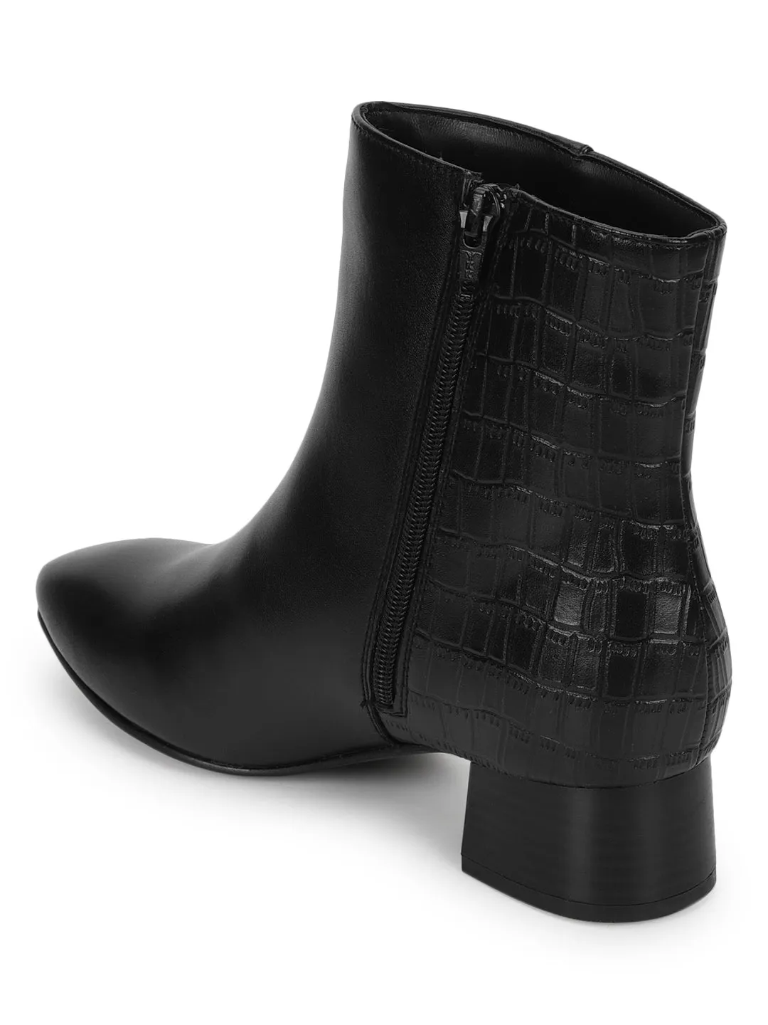 Black PU Block Ankle Boots (TC-20884-BLK)