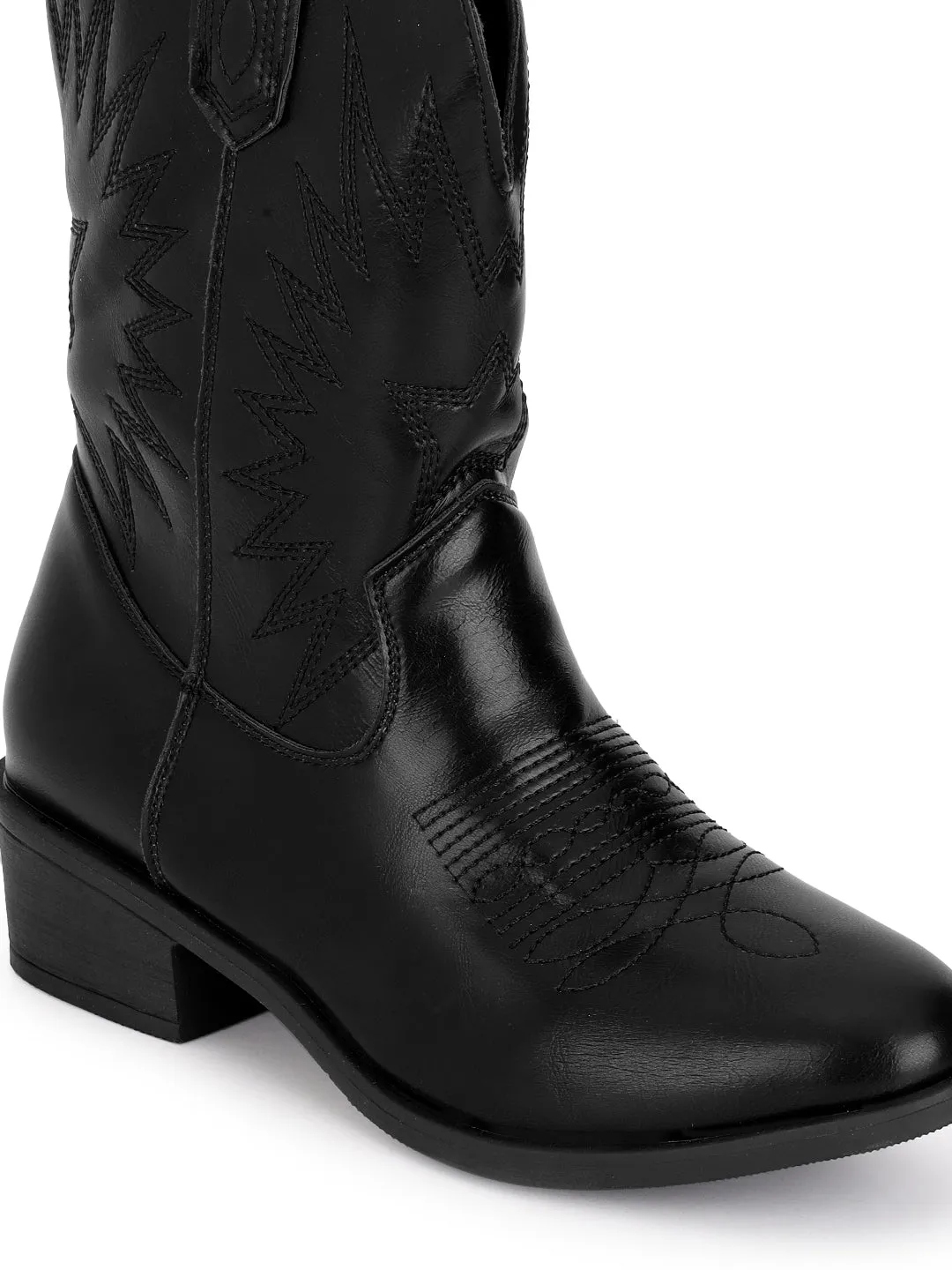 Black PU High-End-Fashion Stylish Ankle Boots (TC-RS3705-BLK)