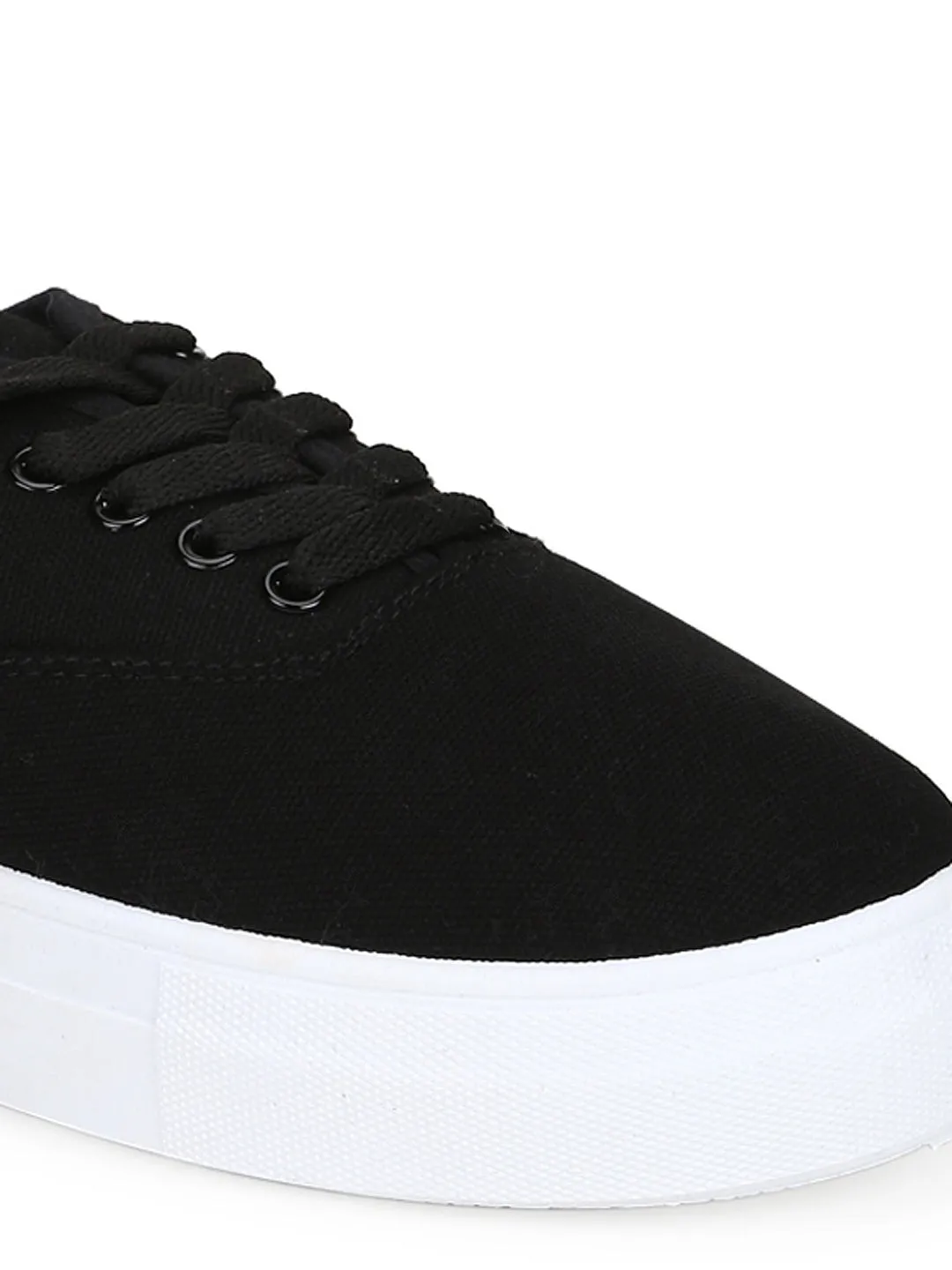 Black White Canvas Trainers