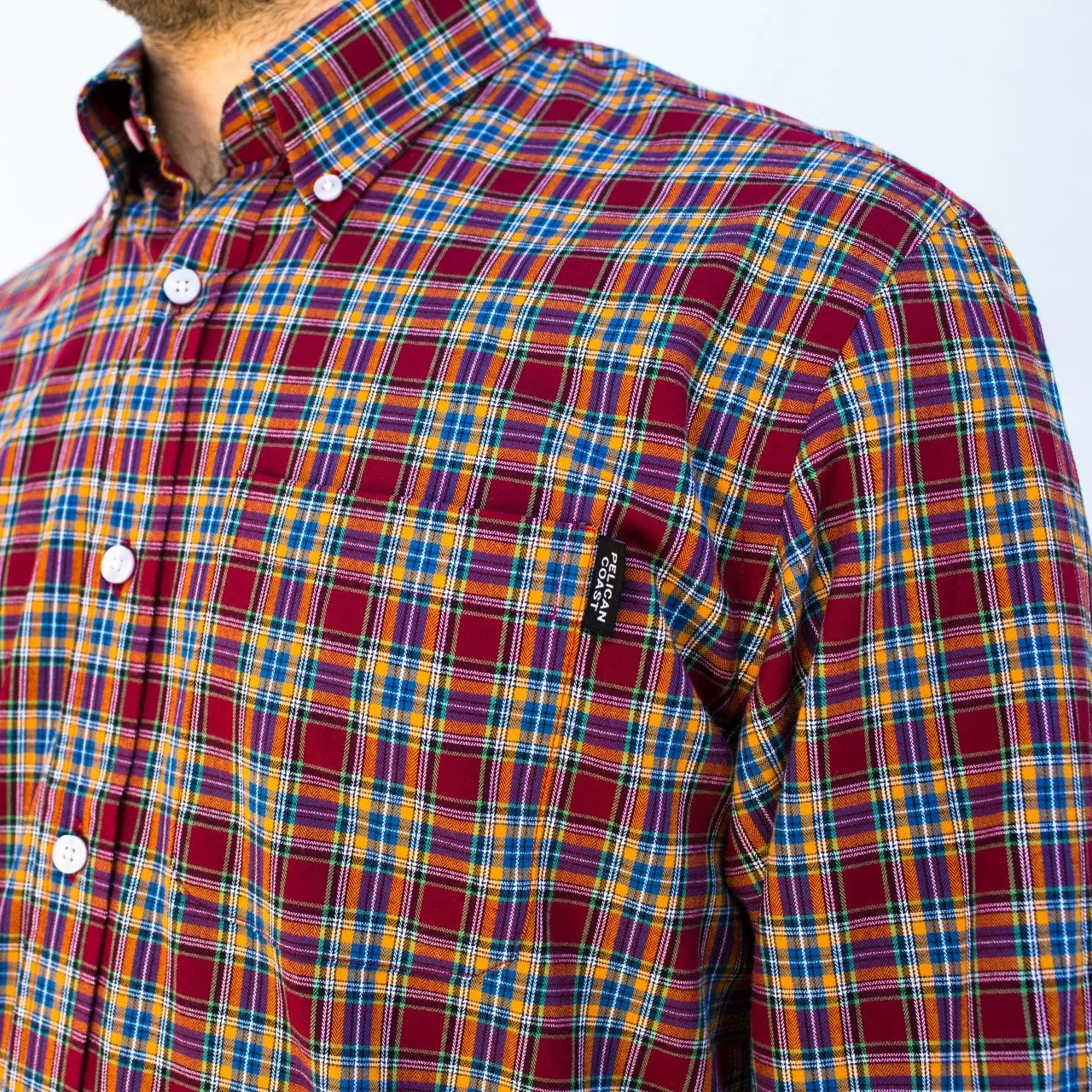 Block Island Flannel - Lightweight Burgandy Tartan