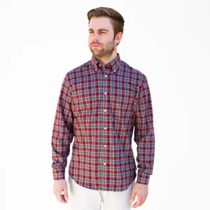 Block Island Flannel - Lightweight Burgandy Tartan