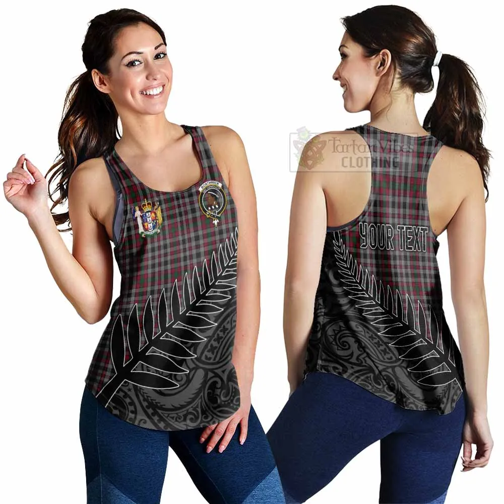 Borthwick Crest Tartan Women's Racerback Tanks with New Zealand Silver Fern Half Style