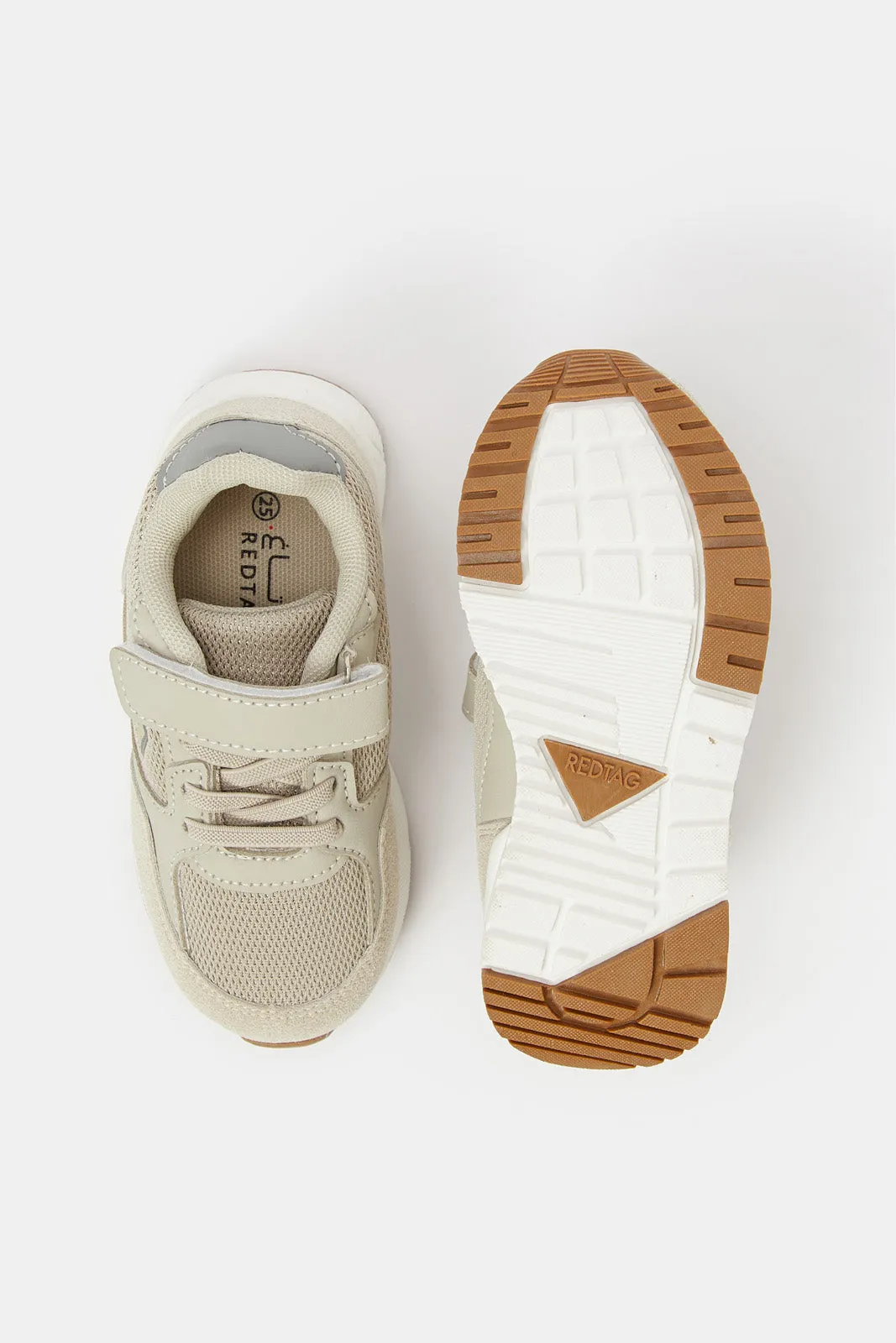 Boys Beige Material Block Sneaker