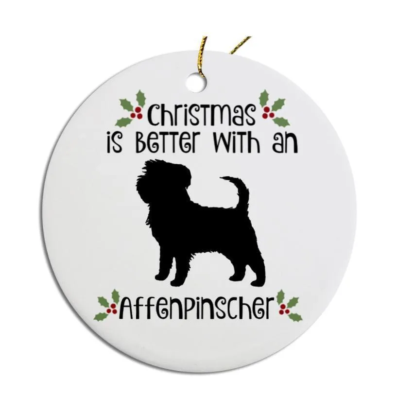 Breed Specific Round Christmas Ornament Affenpinscher