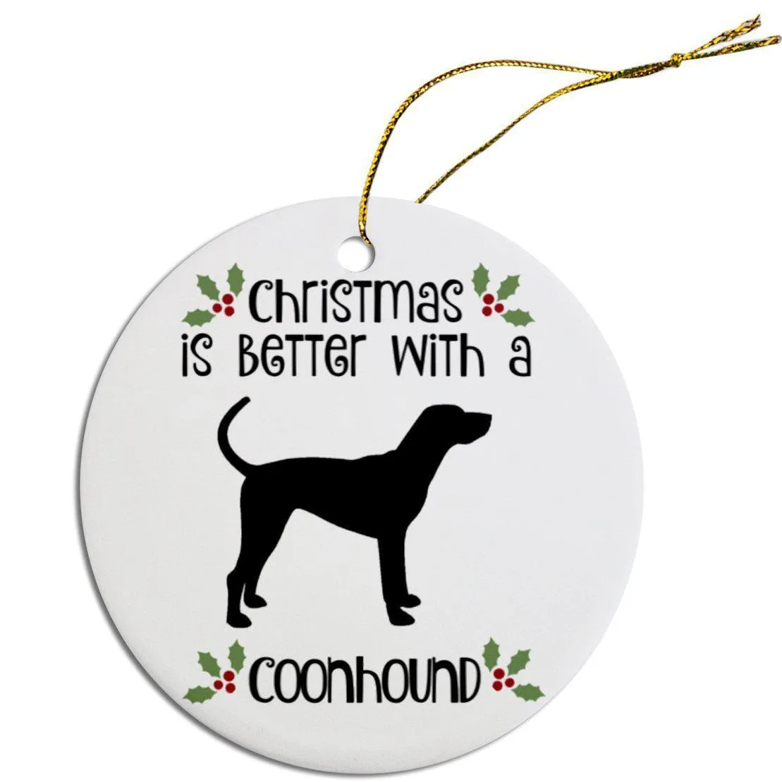 Breed Specific Round Christmas Ornament Coonhound