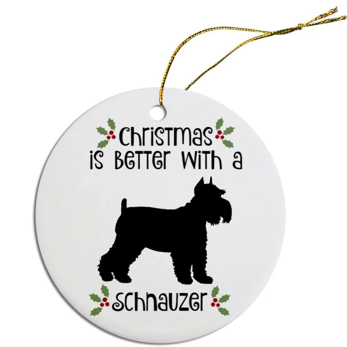 Breed Specific Round Christmas Ornament Schnauzer