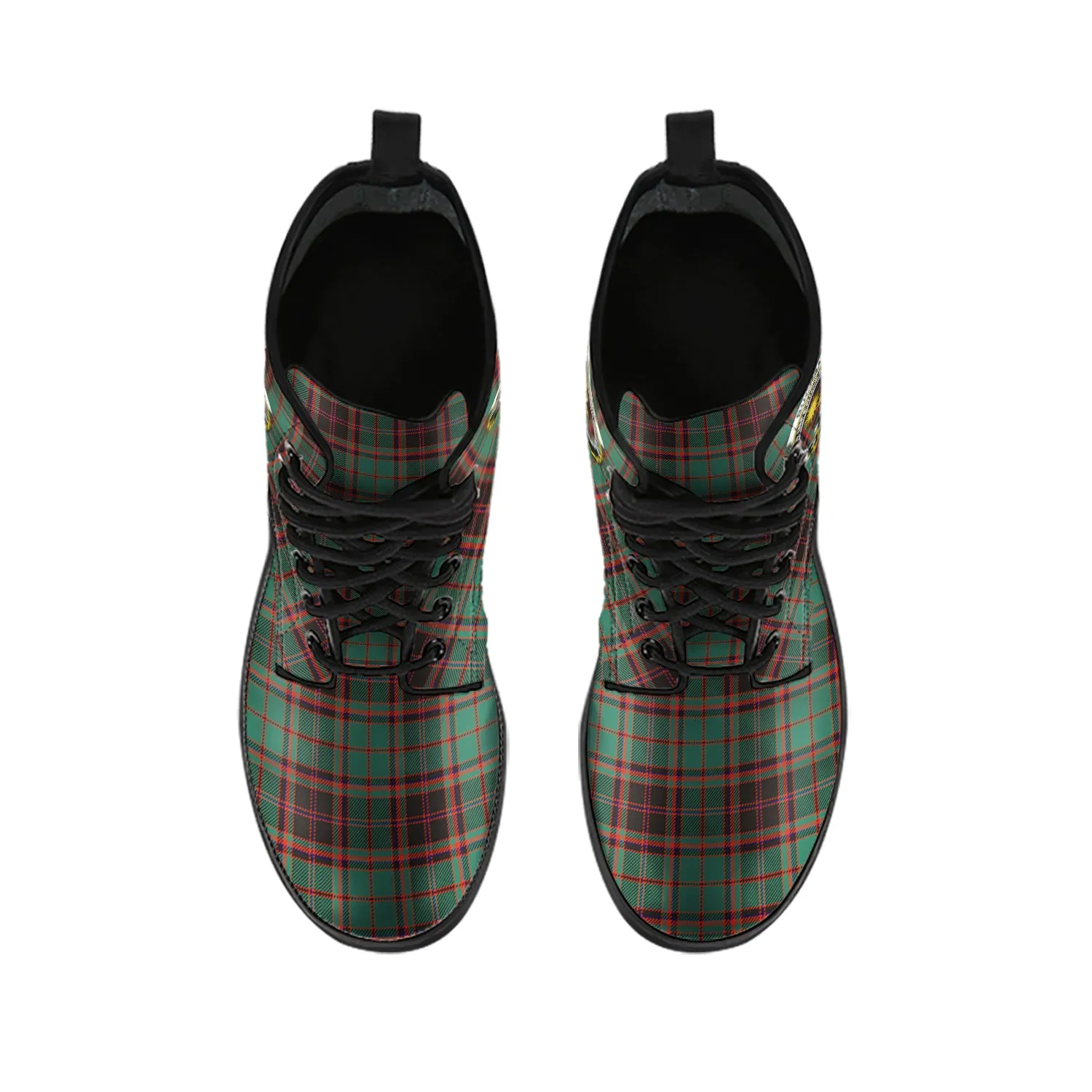 Buchan Ancient Tartan Leather Boots with Family Crest