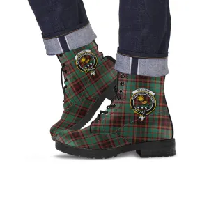 Buchan Ancient Tartan Leather Boots with Family Crest