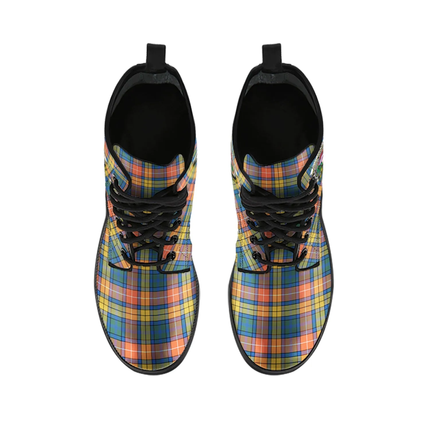 Buchanan Ancient Tartan Leather Boots with Family Crest