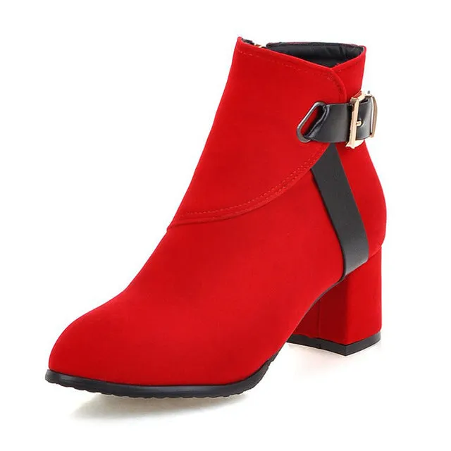 Buckle Boots Ankle Boots Winter High Heels