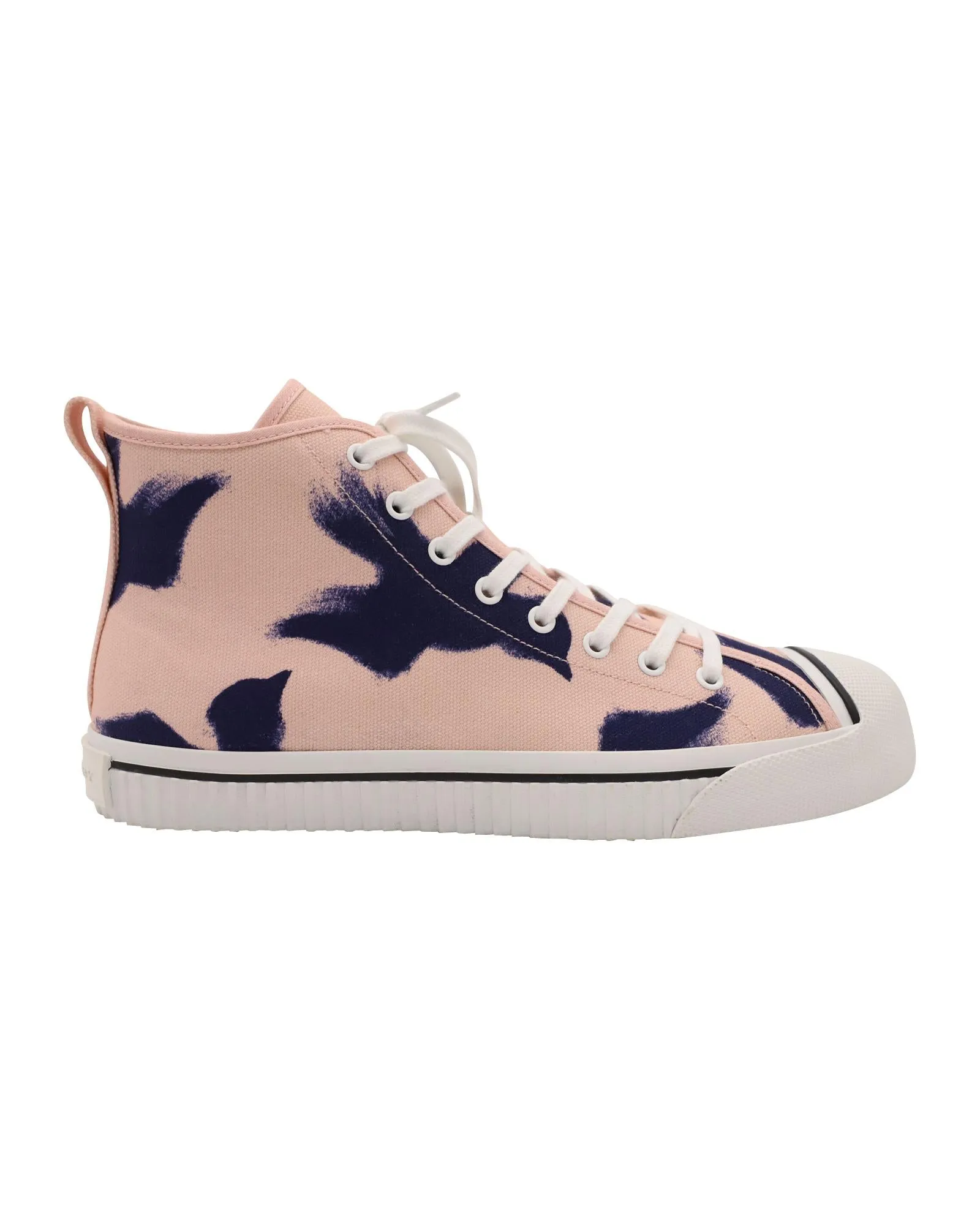 Canvas High Top Sneakers with Bird Pattern Lining