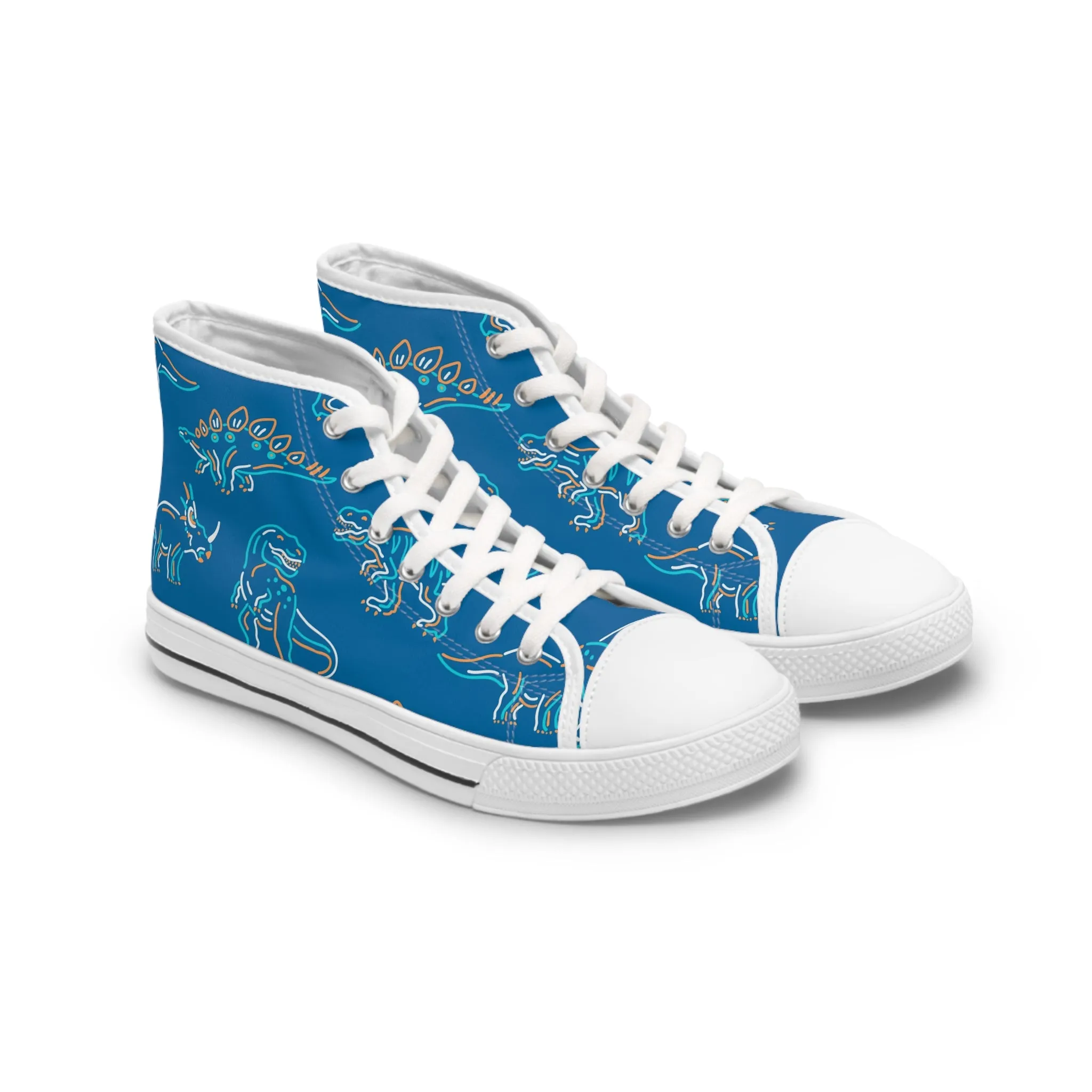 Colorful Blue Dinosaurs Women's High Top Sneakers