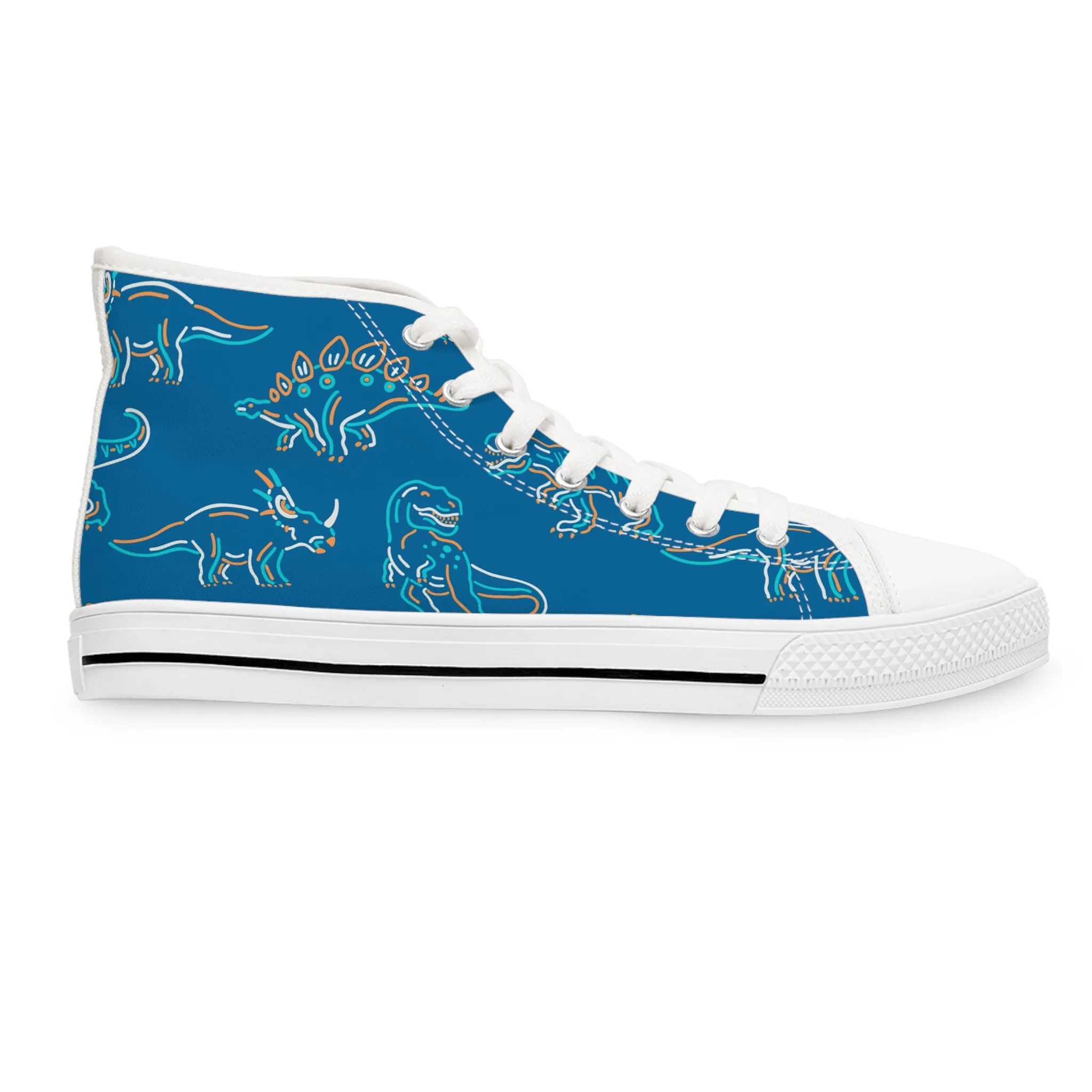 Colorful Blue Dinosaurs Women's High Top Sneakers