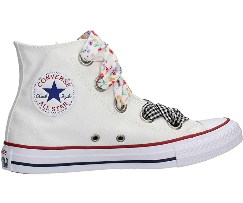 Converse scarpa sneakers da donna alta in tela Ctas Big Eyelet 560977C bianco