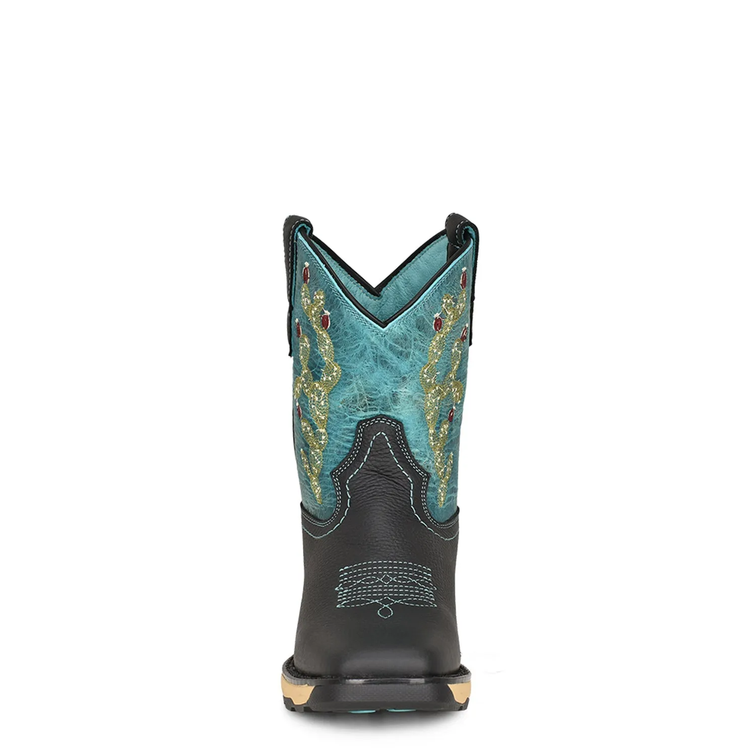 Corral Womens W5004 Turquoise/Black Leather 8.5in Farm and Ranch Cowboy Boots