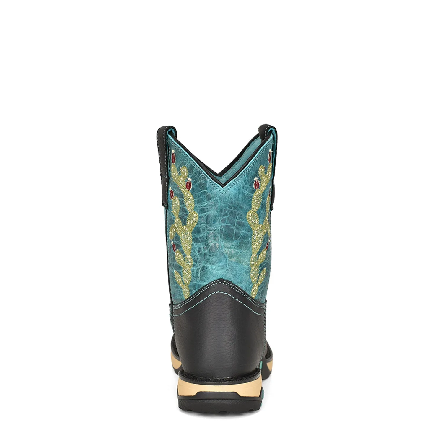 Corral Womens W5004 Turquoise/Black Leather 8.5in Farm and Ranch Cowboy Boots