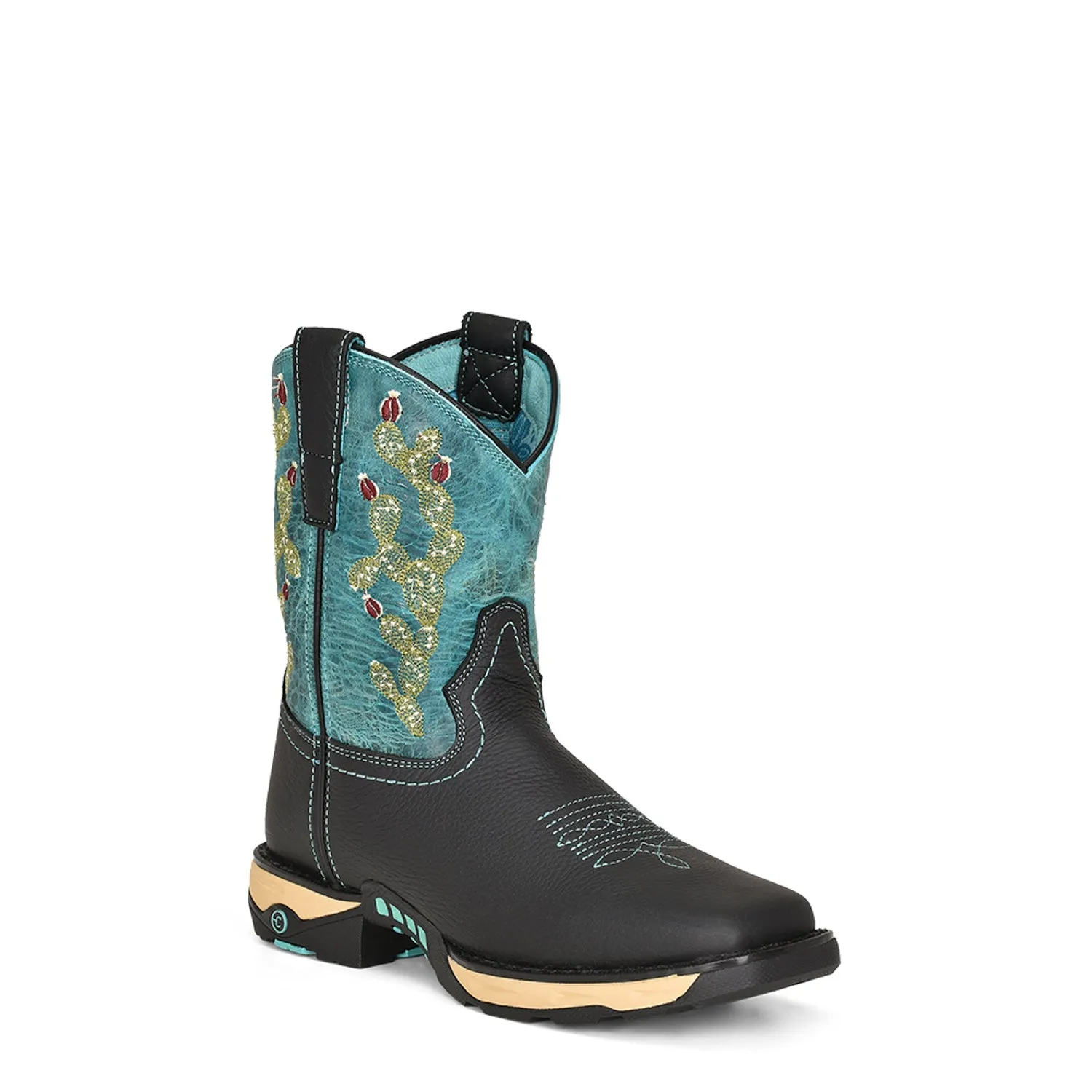 Corral Womens W5004 Turquoise/Black Leather 8.5in Farm and Ranch Cowboy Boots