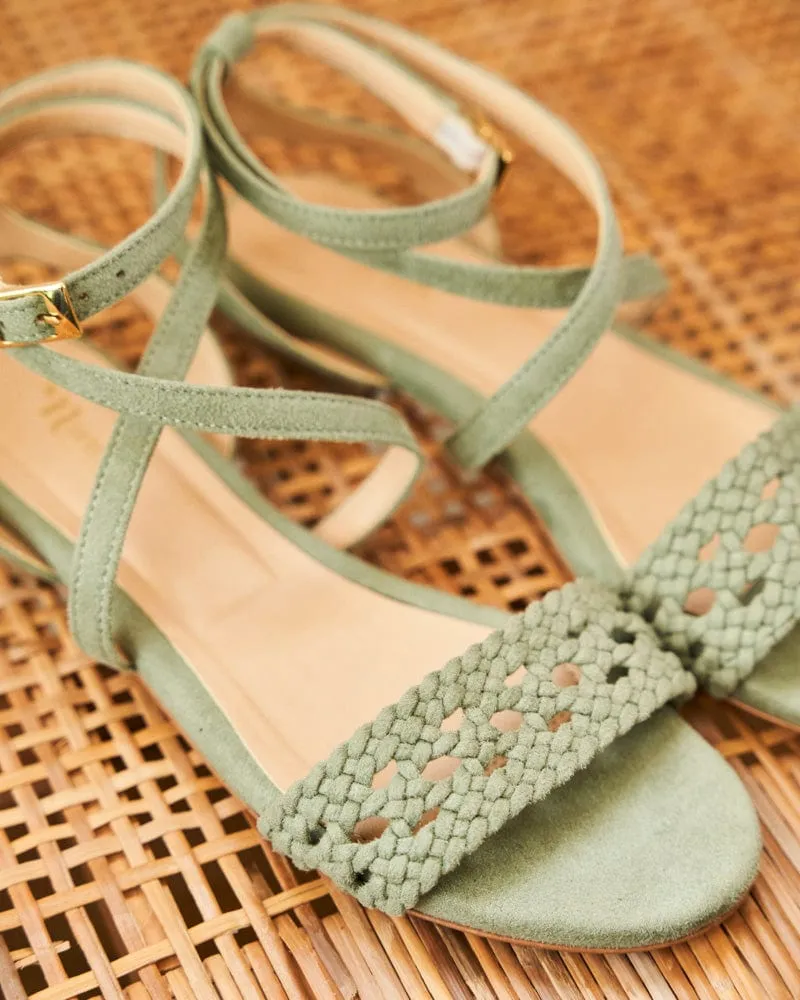 Dahlia Vegan Suede Braided Sandals | Sage