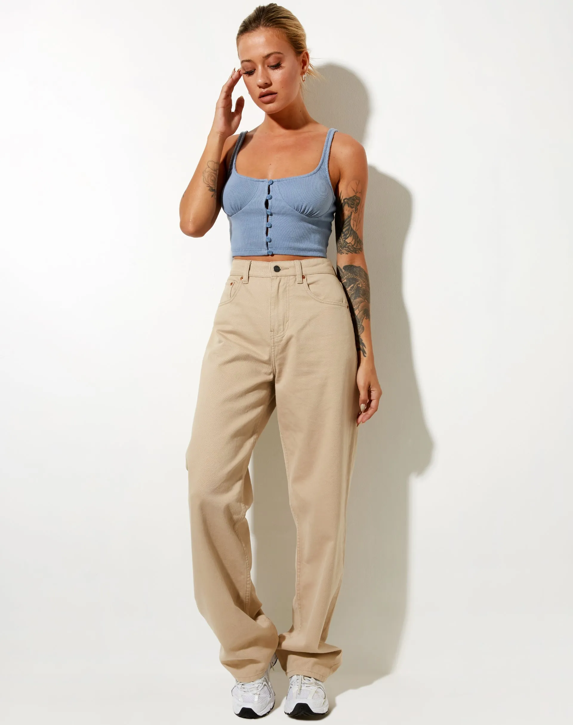 Darau Crop Top in Rib Powder Blue