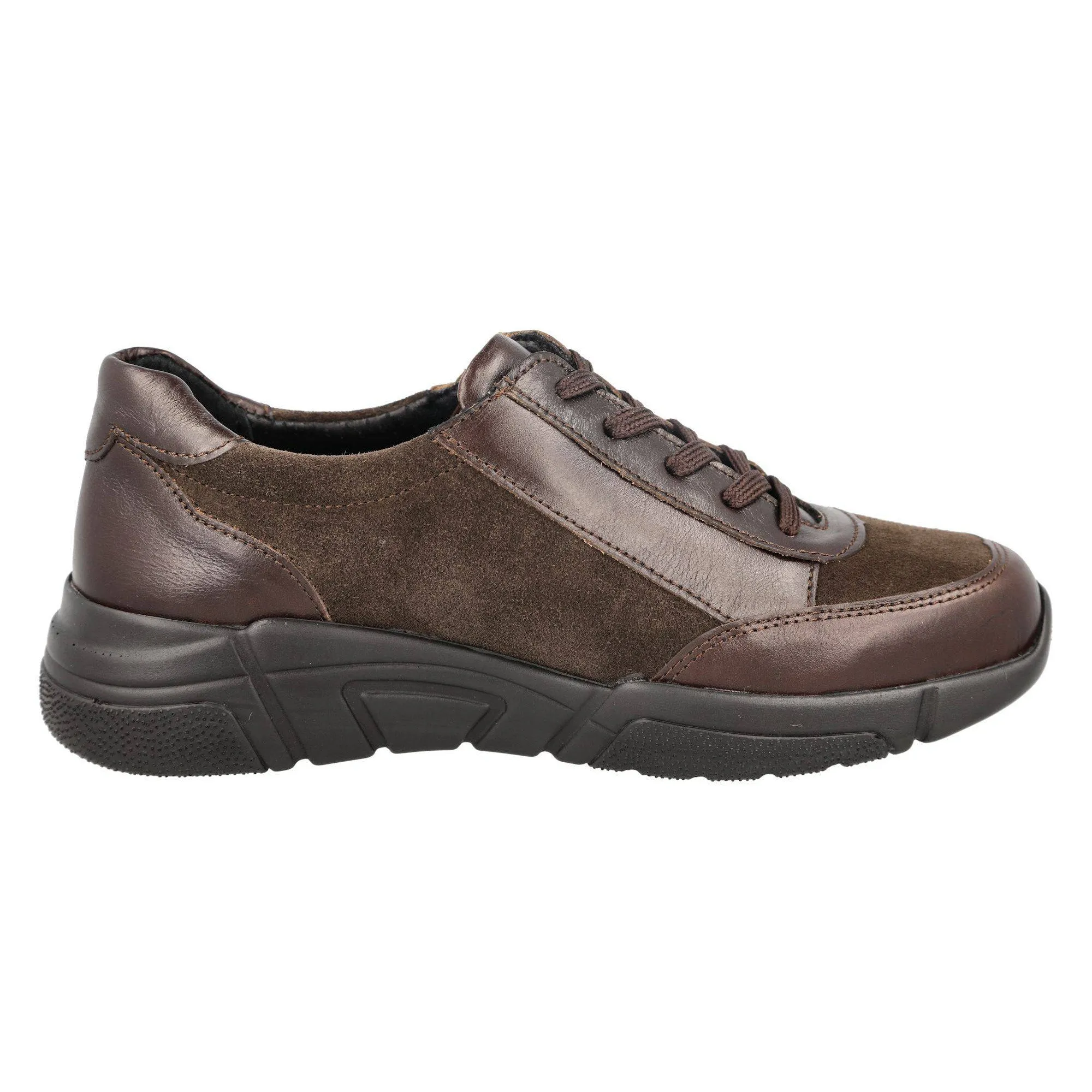 DB Shoes Granby 6V Ladies Wide Brown Suede Zip & Lace Trainers