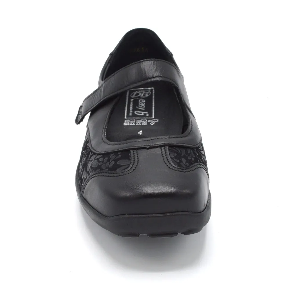 DB Winnipeg- Ladies Extra Wide Velcro Close Shoe - 6V (6E-8E) Fitting - Black