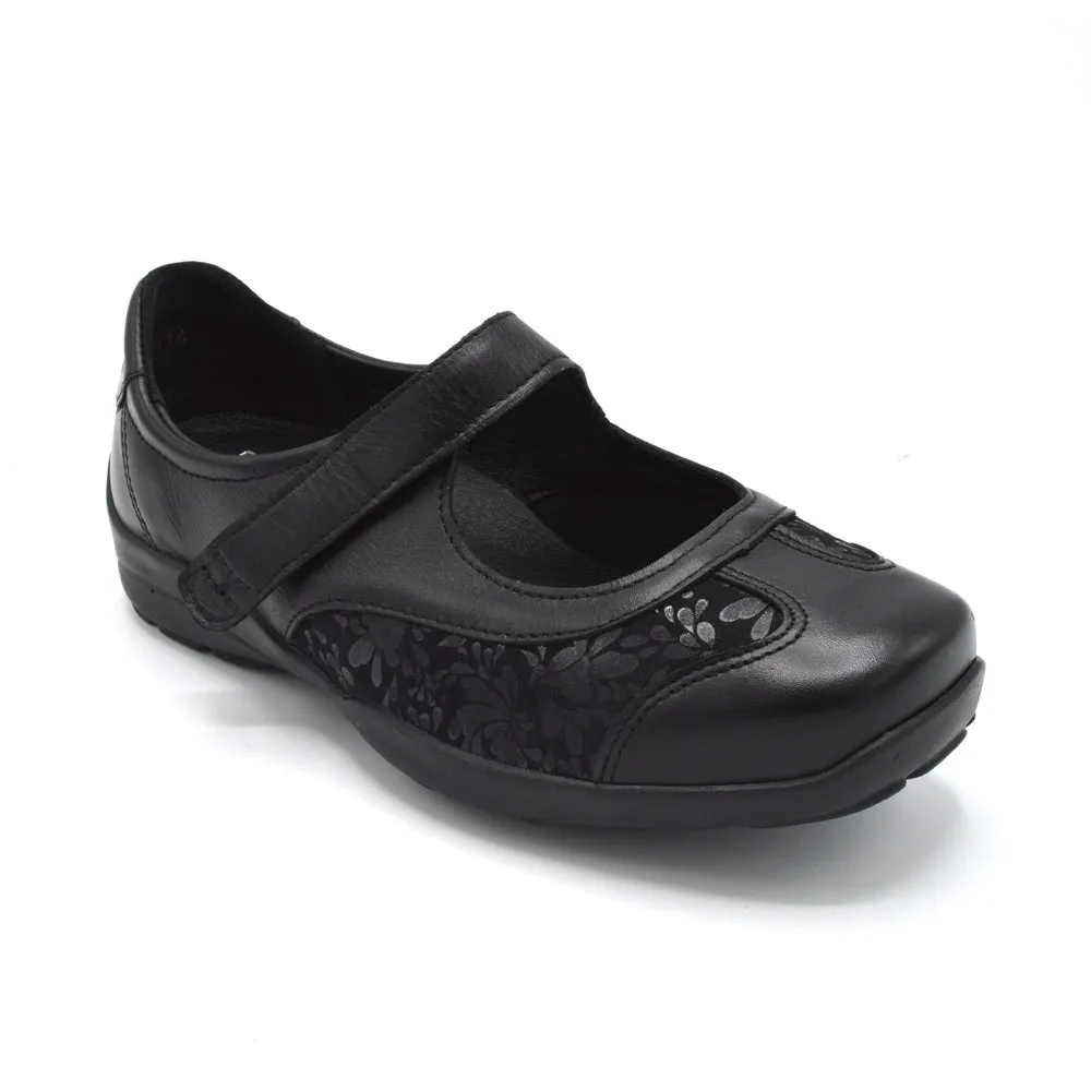 DB Winnipeg- Ladies Extra Wide Velcro Close Shoe - 6V (6E-8E) Fitting - Black