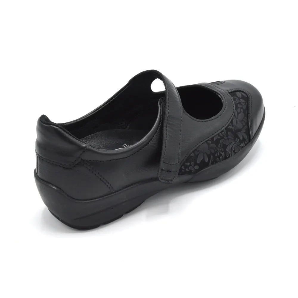 DB Winnipeg- Ladies Extra Wide Velcro Close Shoe - 6V (6E-8E) Fitting - Black