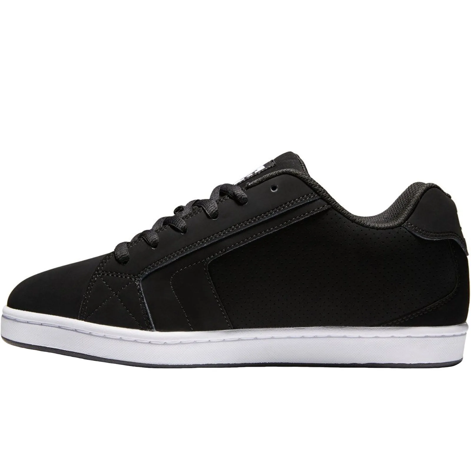 DC Shoes Mens Net Leather Low Trainers - Black/Black/White