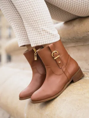 Dijeaux Vegan Leather Ankle Boots | Chestnut