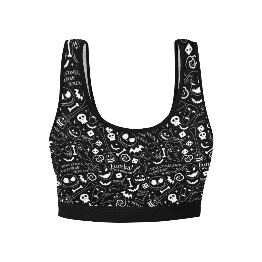 Disney Nightmare Before Christmas Everybody Scream Women's Athletic Sports Bra