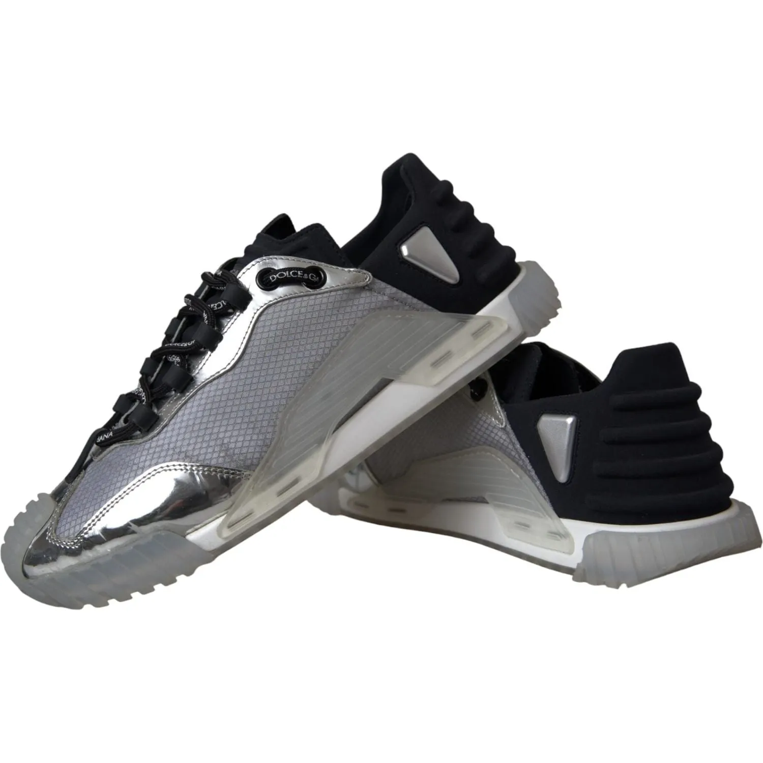 Dolce & Gabbana Silver Black Nylon NS1 Low Top Sneakers Men Shoes