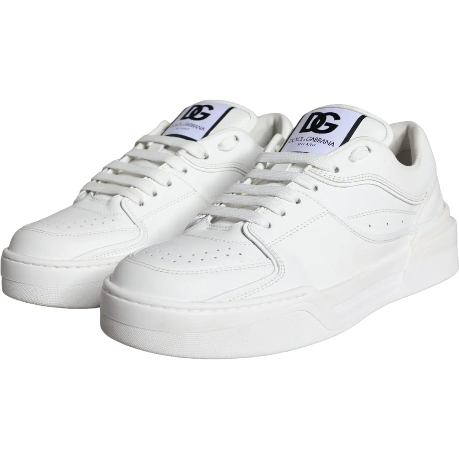 Dolce & Gabbana White Miami Leather Low Top Sneakers Shoes